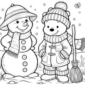 imprimer coloriage Winnie l’ourson Noël gratuit