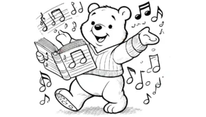 coloriage Winnie l’ourson Noël a imprimer gratuit