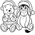 image pour coloriage Winnie l’ourson Noël enfant