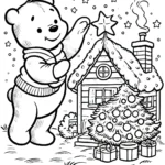 coloriage Winnie l’ourson Noël pour enfants à imprimer