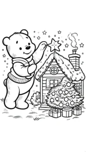 coloriage Winnie l’ourson Noël pour enfants à imprimer