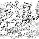 coloriage Winnie l’ourson Noël à imprimer pour enfant de 6 ans