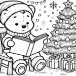coloriage Winnie l’ourson Noël à imprimer a4