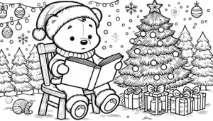 coloriage Winnie l’ourson Noël à imprimer a4