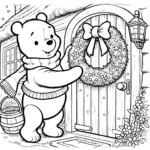 coloriage Winnie l’ourson Noël pour enfant de 6 ans