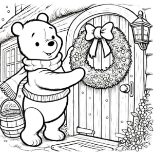 coloriage Winnie l’ourson Noël pour enfant de 6 ans