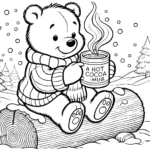 coloriage Winnie l’ourson Noël à imprimer a4