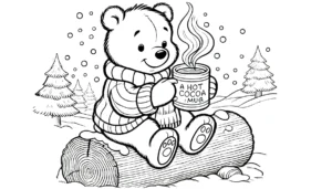 coloriage Winnie l’ourson Noël à imprimer a4