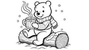 coloriage Winnie l’ourson Noël a colorier en ligne