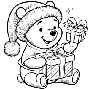 coloriage Winnie l’ourson Noël en ligne