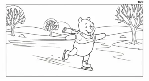 coloriage Winnie l’ourson Noël updated et decoupage