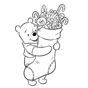 coloriage Winnie l’ourson Noël updated et decoupage