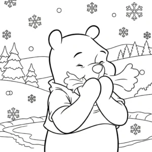 coloriage Winnie l’ourson Noël updated et decoupage a imprimer gratuit