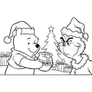 coloriage Winnie l’ourson Noël updated pour enfant à imprimer