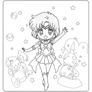 coloriage Chibi Sailor Mercure gratuit à imprimer