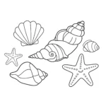 coloriage Des coquillages et des étoiles de mer pour enfants a imprimer gratuit