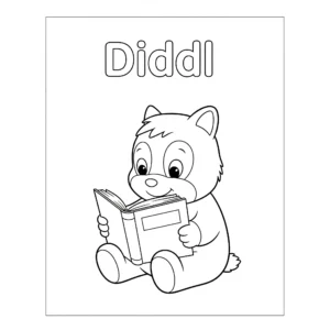 coloriage Diddl en Train de Lire à imprimer pdf gratuit