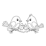 coloriage La Famille d’Oiseaux a telecharger