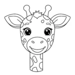 coloriage Le visage de la girafe pour enfant de 3 ans