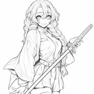 coloriage Mitsuri et découpage à imprimer