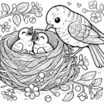 coloriage Oiseau et decoupage