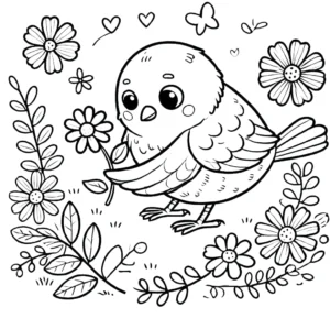 coloriage Oiseau et apprentissage