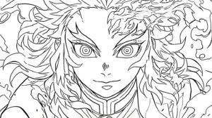 coloriage Rengoku pour enfants a imprimer gratuit