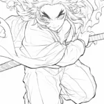 coloriage Rengoku pour enfant de 7 ans