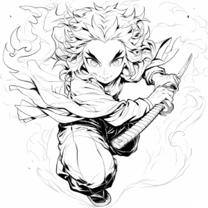 coloriage Rengoku pour enfant de 2 ans