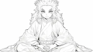 coloriage Rengoku pour enfant de 7 ans