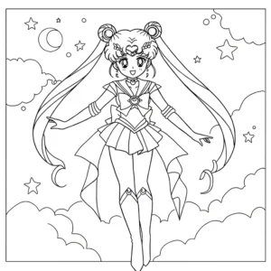 coloriage Sailor Lune en gros plan à imprimer pdf gratuit