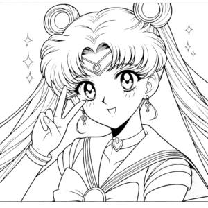 coloriage Sailor Moon a imprimer pour enfant de 4 ans