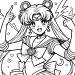 coloriage Sailor Moon a imprimer pour enfant de 4 ans