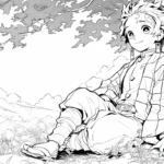 coloriage Tanjiro à imprimer pour enfants