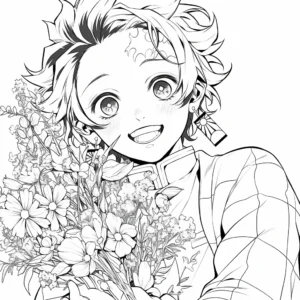 coloriage Tanjiro a colorier en ligne gratuitement