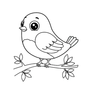 coloriage Un oiseau sur une branche a imprimer pour enfant de 4 ans