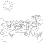 coloriage Une journée à la piscine à imprimer pdf