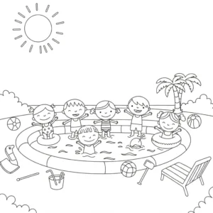 coloriage Une journée à la piscine à imprimer pdf