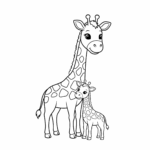 coloriage Girafe et son Bébé pour enfant de 6 ans