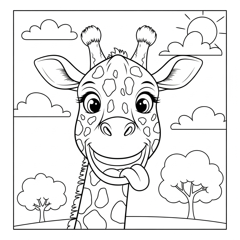 Tranh tô màu Girafe