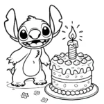 imprimer coloriage stitch anniversaire pour enfant