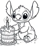 coloriage stitch anniversaire gratuit a imprimer