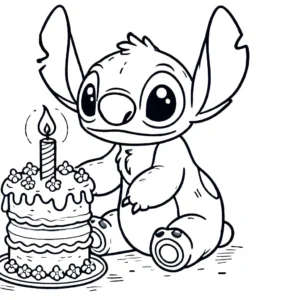 coloriage stitch anniversaire gratuit a imprimer