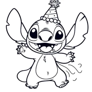 coloriage stitch anniversaire a dessiner et imprimer