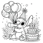 coloriage stitch anniversaire en ligne pour enfant