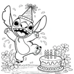 coloriage stitch anniversaire à imprimer pour enfant de 8 ans