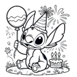 coloriage stitch anniversaire a dessiner et imprimer