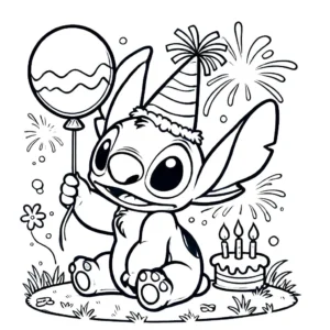 coloriage stitch anniversaire a dessiner et imprimer