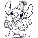 coloriage stitch anniversaire pour enfants à télécharger
