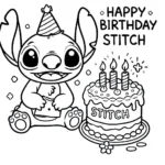 coloriage stitch anniversaire a imprimer gratuit